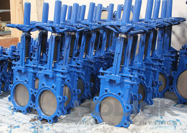 Valvola di cancello a coltello in acciaio fuso con protezioni per il tronco in industria mineraria